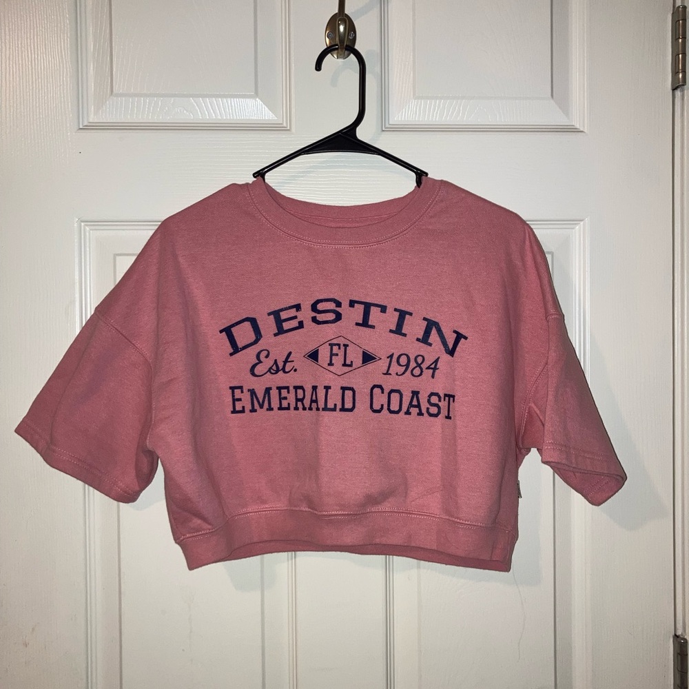 Destin Florida beach cropped short sleeve shirt